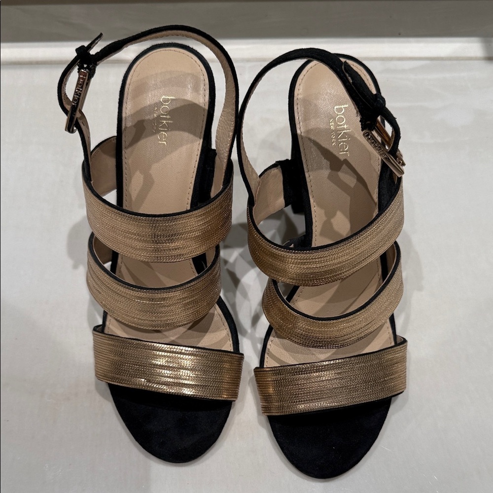 Botkier Black and Gold Strappy Heels
